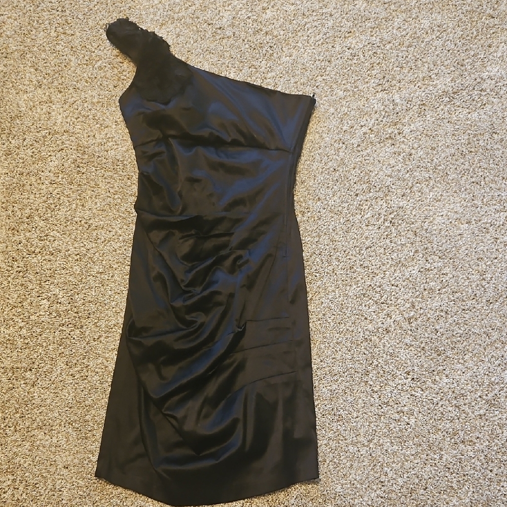 Ruby Rox Black Asymmetrical Ruched Cocktail Dress